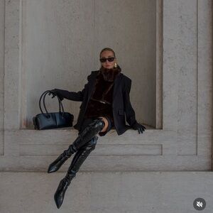 NWT Zara Kitten Heel Black Knee High Boots Size 6(36)